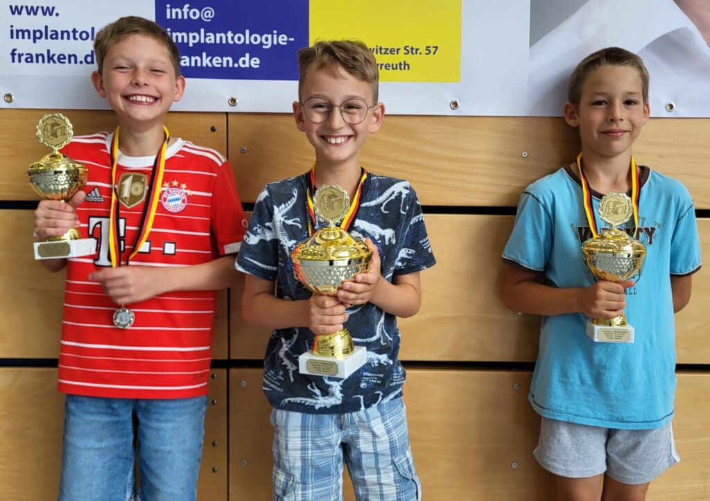 Sieger der 3. Klassen der 10. Schacheinzelmeisterschaften der Grundschüler in der Bärenhalle am 24.07.2023